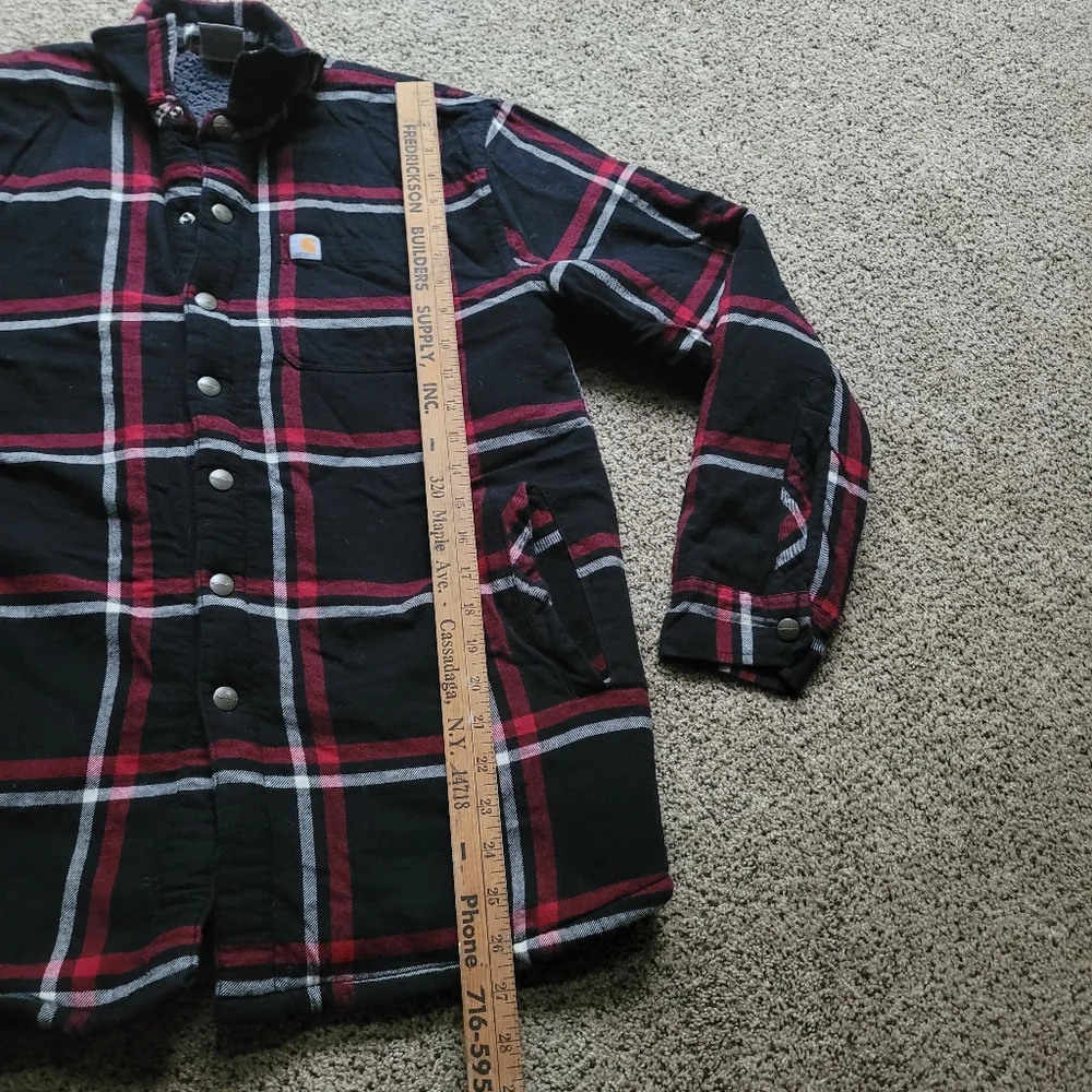Carhartt Kids Coat XL 18/20 Plaid Sherpa Chore Barn Work Red Black Pockets Warm